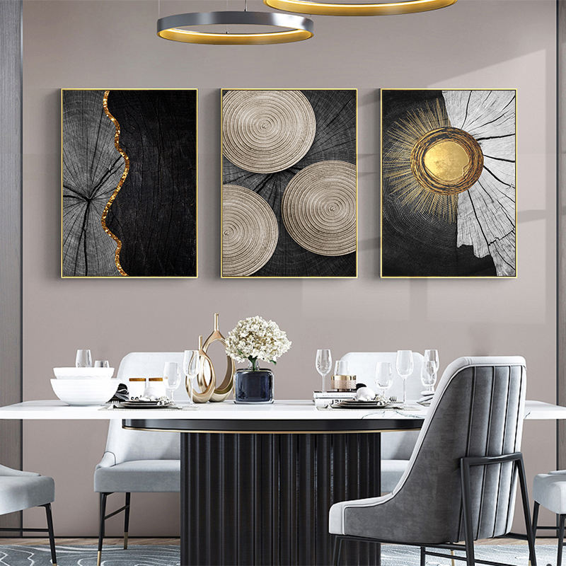 Geometric Gold & Black Abstract Canvas Print – Living Room Home Decor.