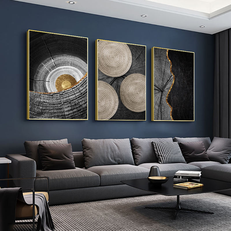 Geometric Gold & Black Abstract Canvas Print – Living Room Home Decor.