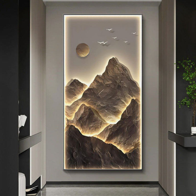 Modern Light Luxury Entrance Painting – LED Landscape Wall Art for Home Decoration.